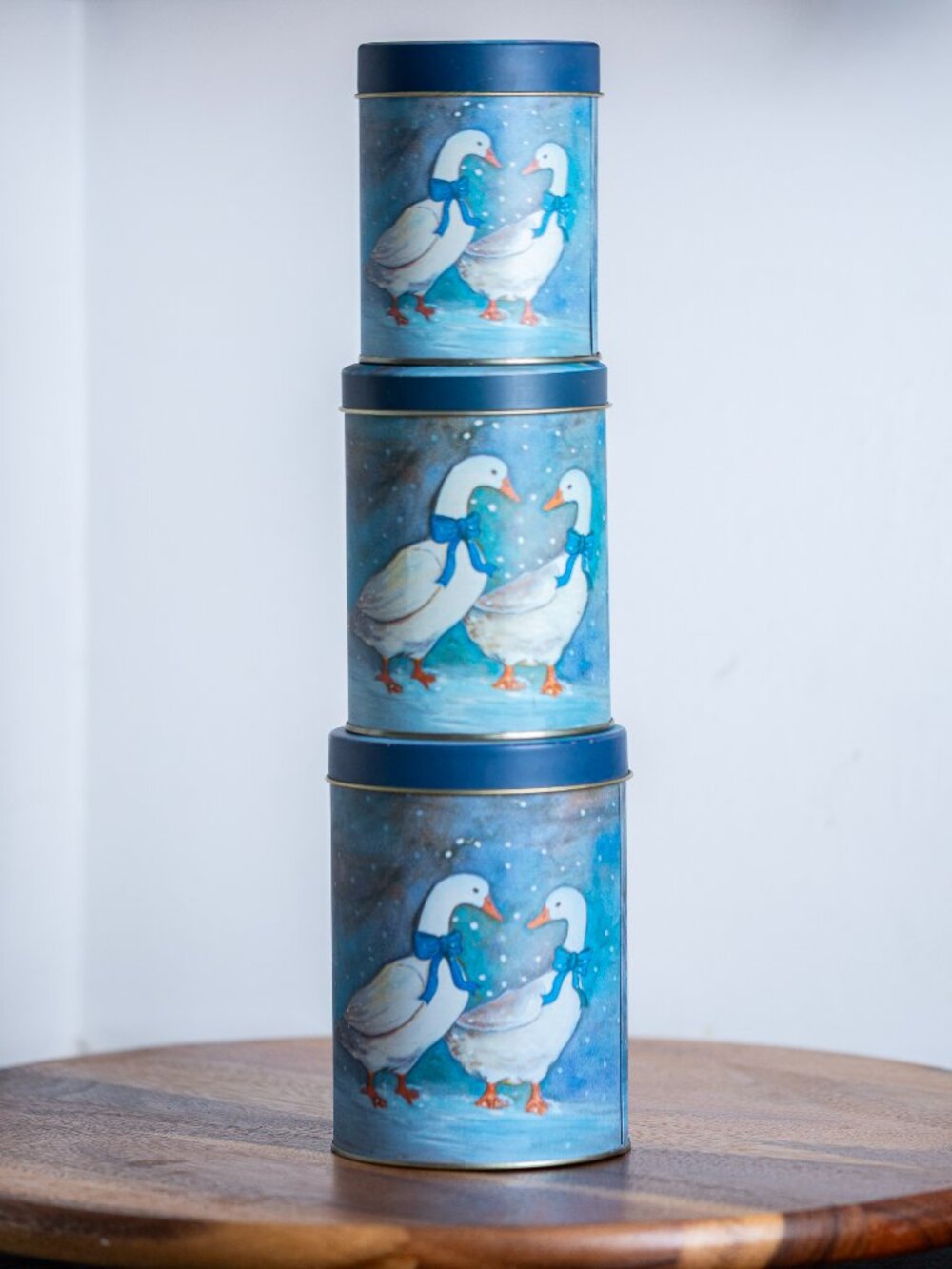 Vintage Goose Nesting Tins Set of 3 | Blue Ribbon Geese Metal Canisters